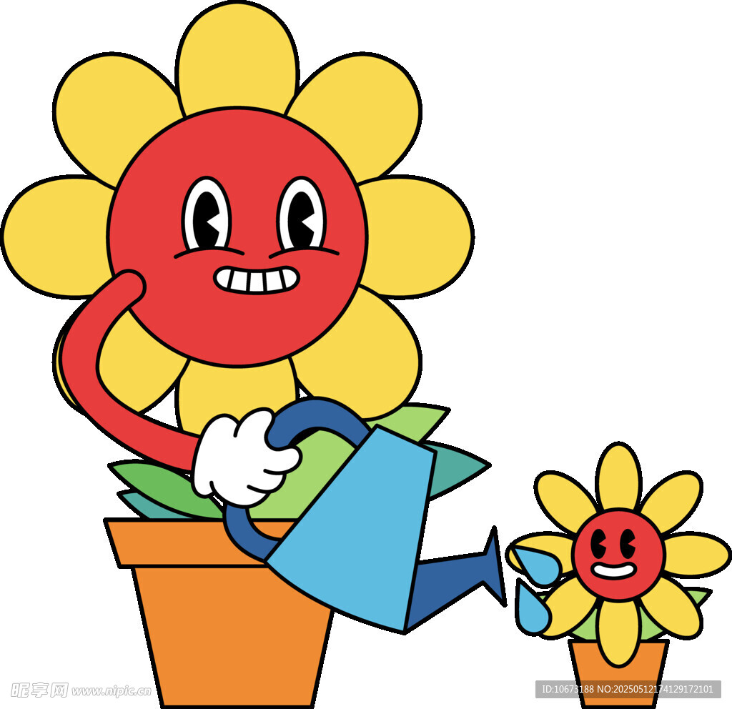 大花給小花澆水