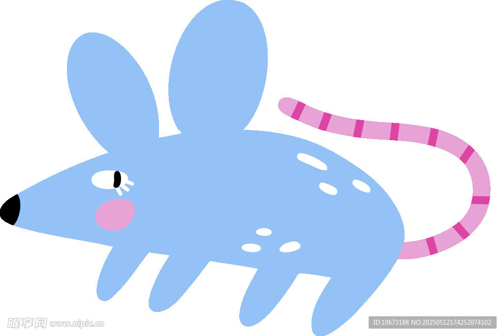 可愛藍色小老鼠插畫