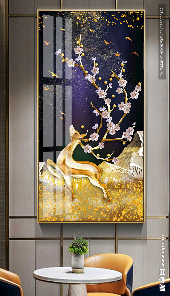 金色麋鹿抽象裝飾畫