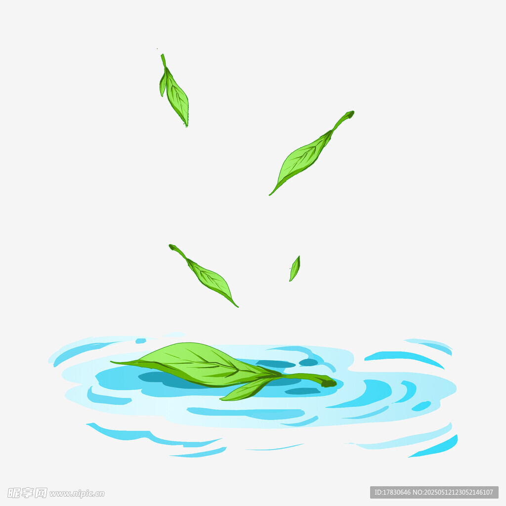 落葉入水泛起圈圈漣漪