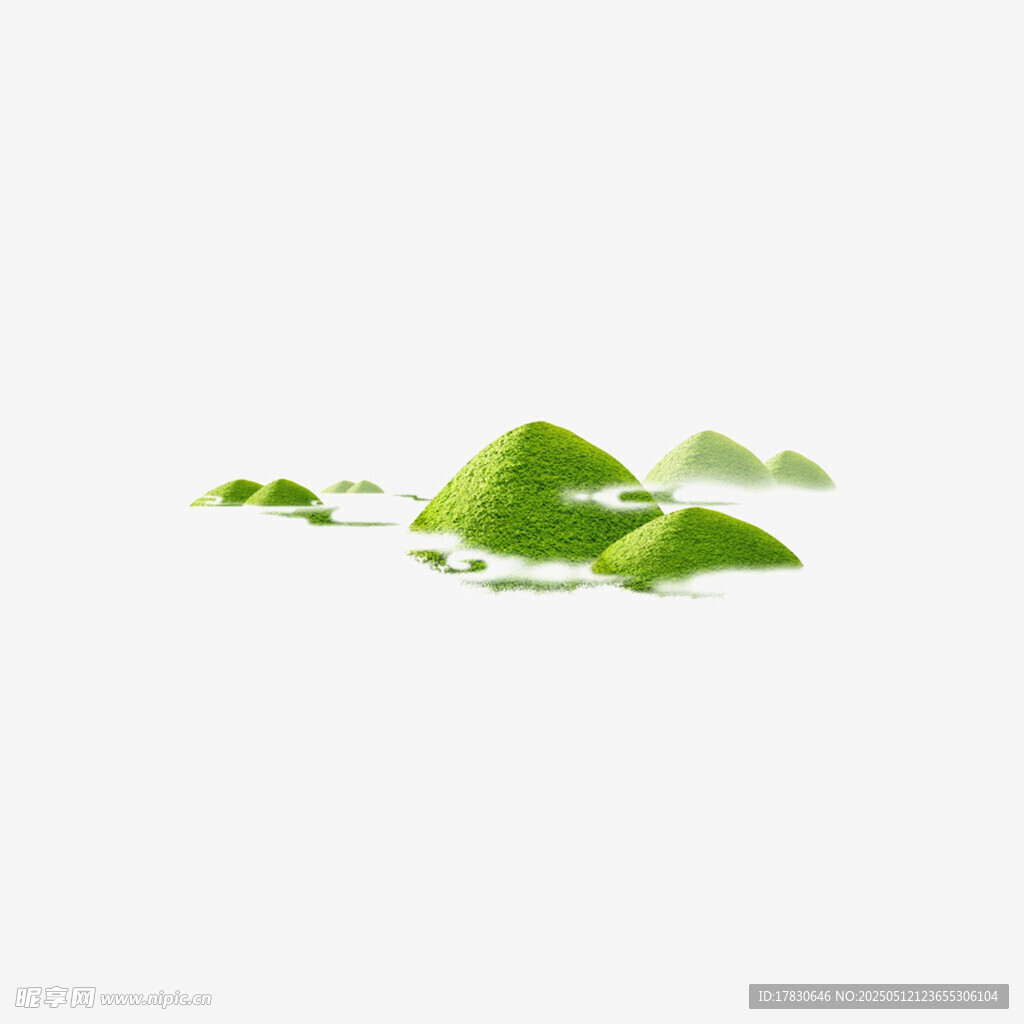 水墨風綠色山巒插畫