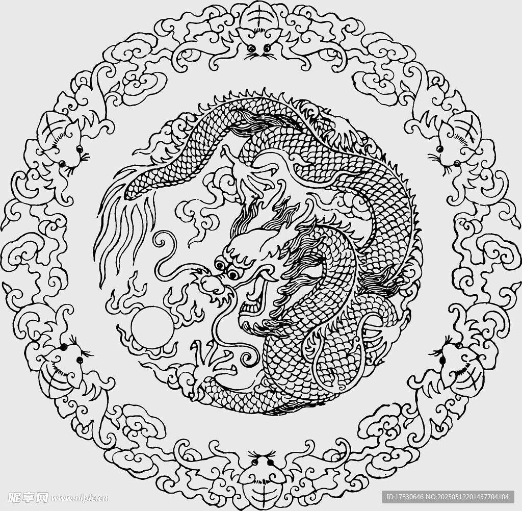 傳統(tǒng)龍紋圖案精美裝飾