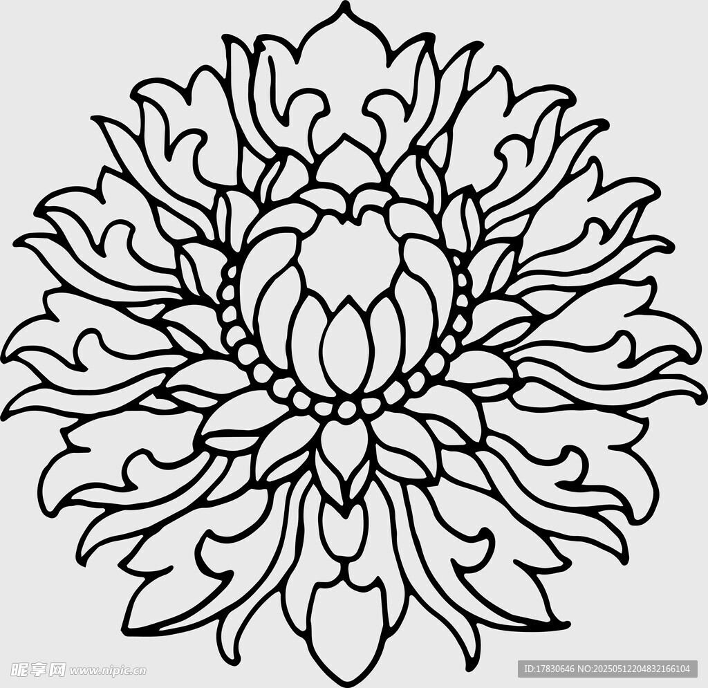 傳統(tǒng)花卉圖案線條圖