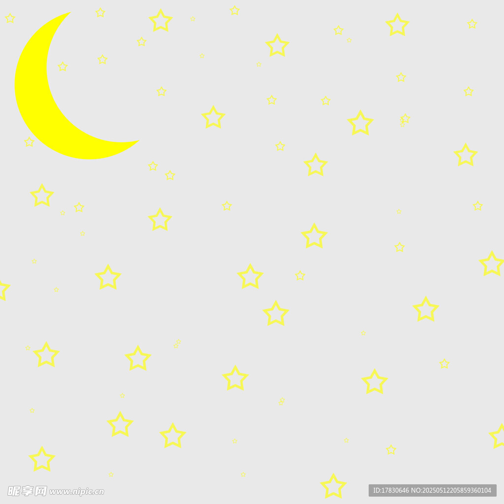 夜空下的月牙與繁星