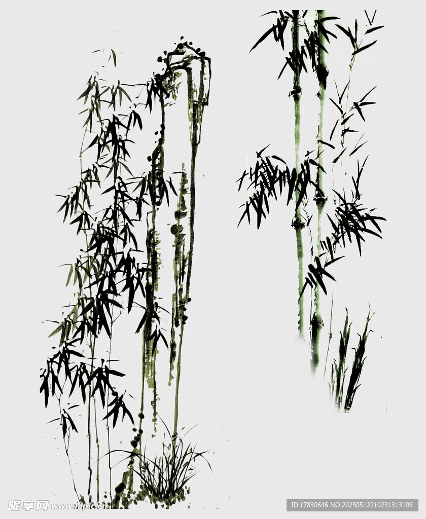 水墨風竹子繪畫作品