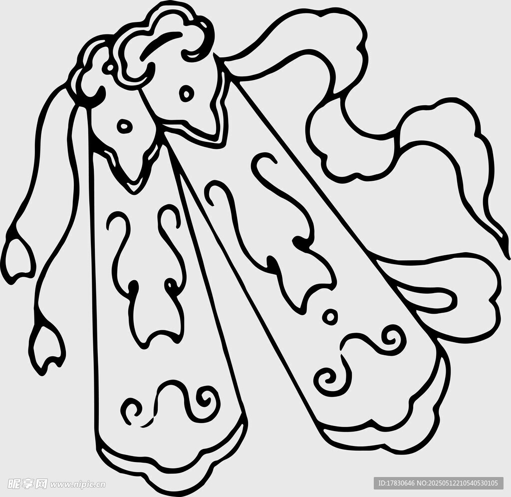 傳統(tǒng)中式服飾圖案線條畫(huà)