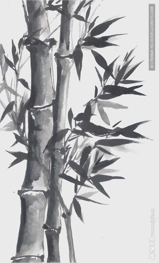 水墨風竹子畫作