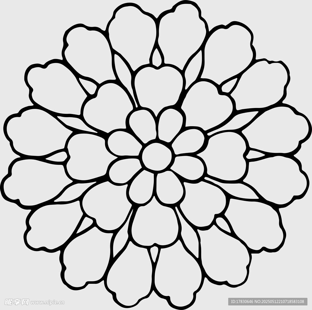 簡約黑白花朵圖案設計