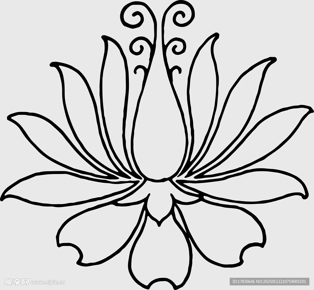 簡約線條蓮花圖案設(shè)計