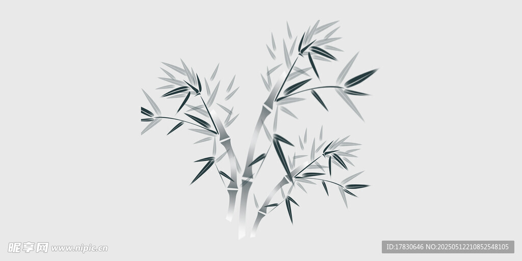 水墨風(fēng)竹葉插畫