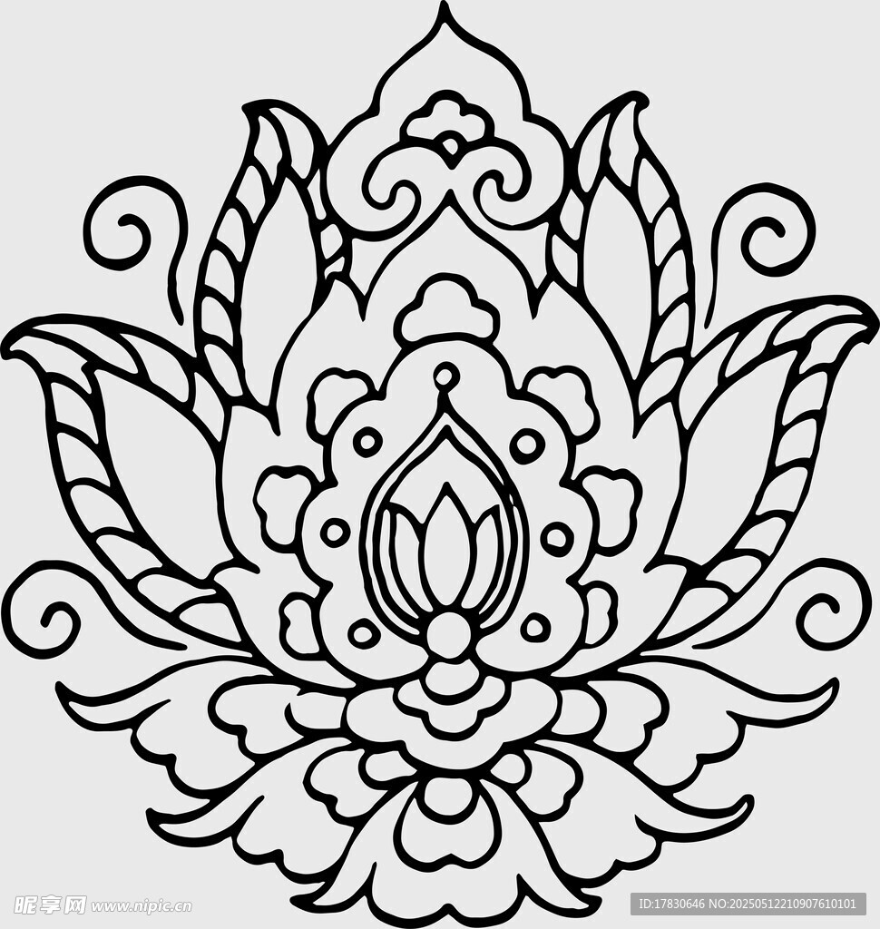 精美蓮花傳統(tǒng)裝飾圖案