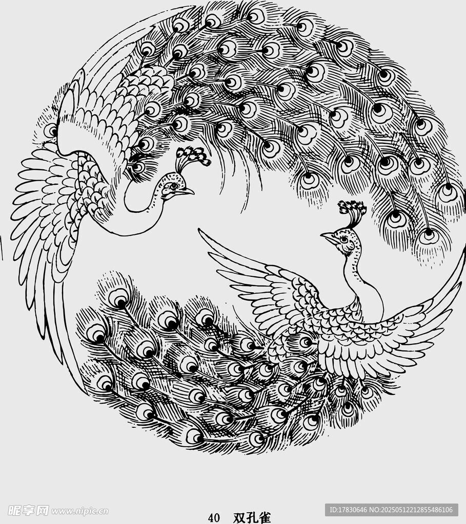 雙鳳戲牡丹傳統(tǒng)圖案
