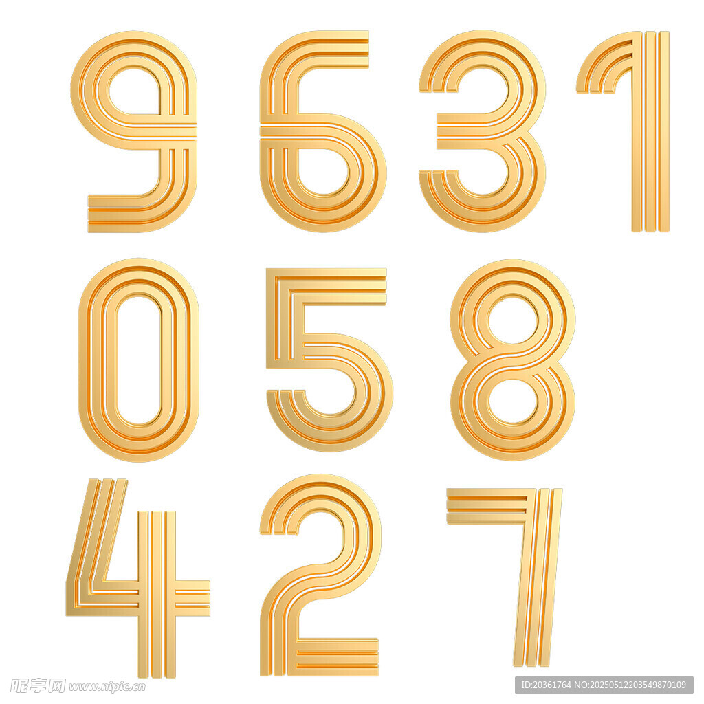 金色立體數字集合