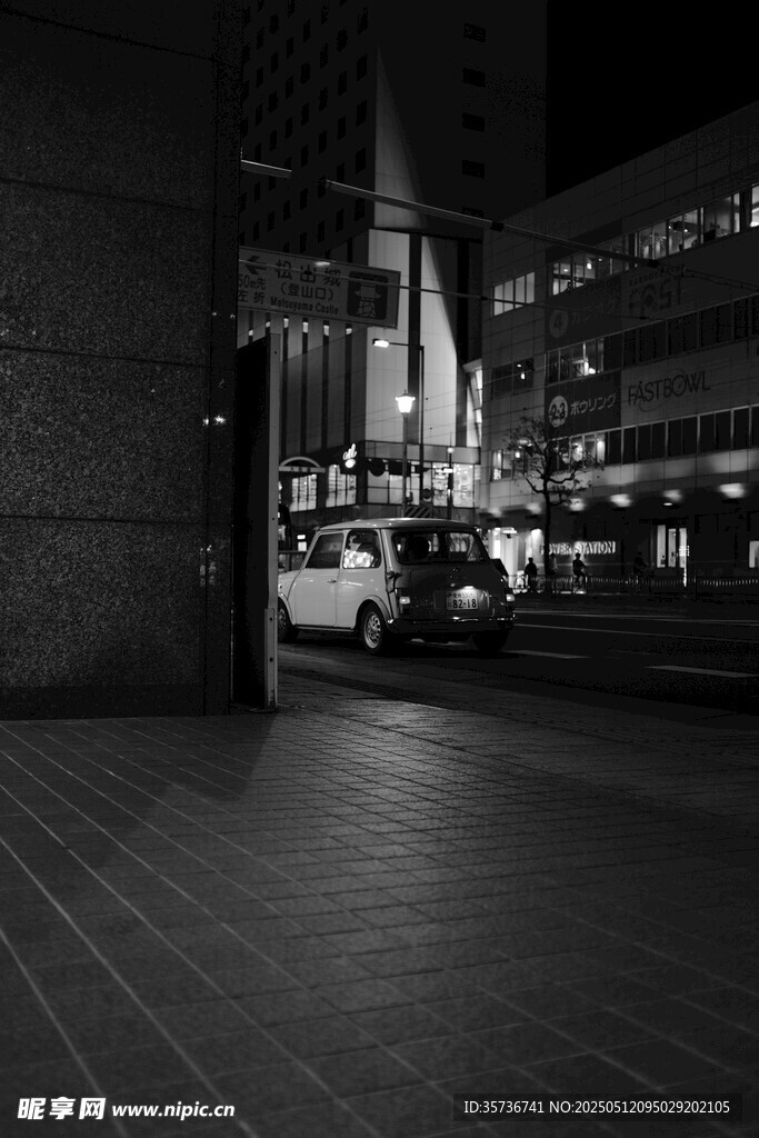 城市夜景下的靜謐街道