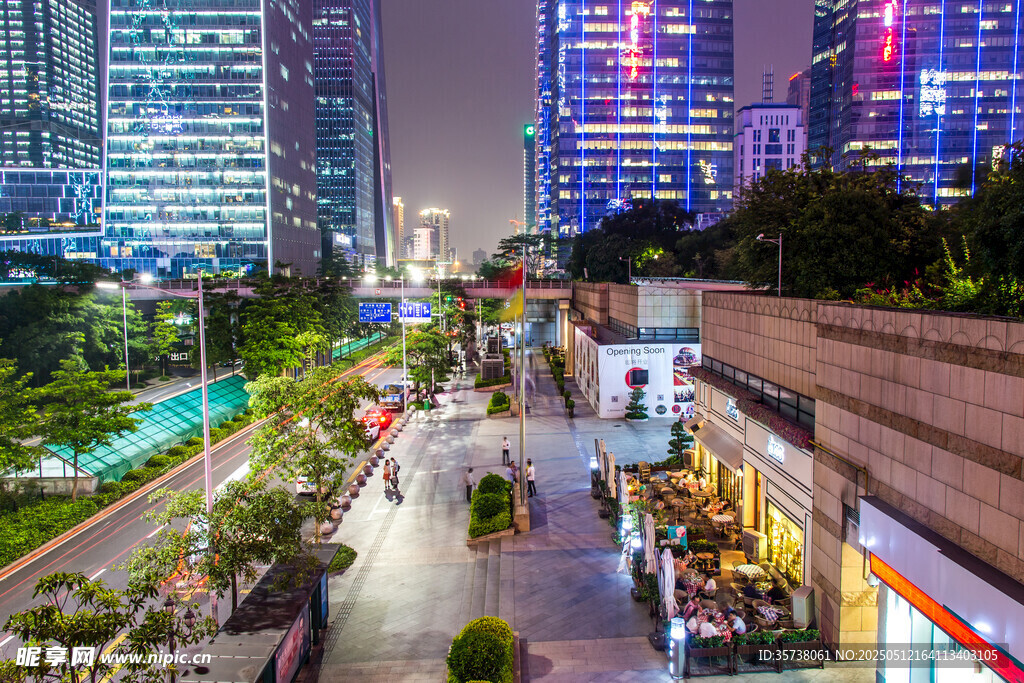 城市繁華夜景步行街景象