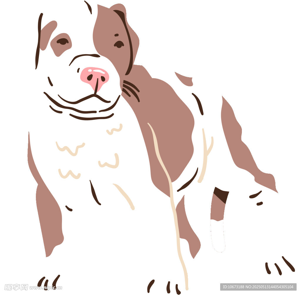 可愛斑紋斗牛犬插畫