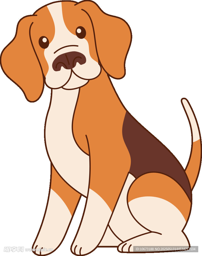 可愛坐姿小獵犬插畫