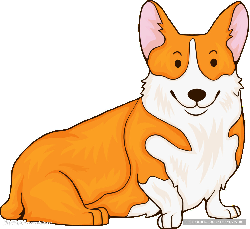 可愛柯基犬坐姿插畫