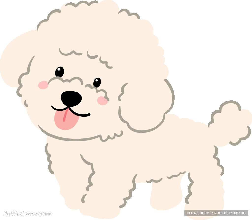 可愛卷毛小狗插畫