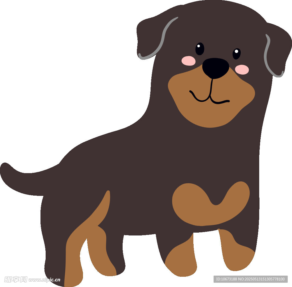 可愛卡通羅威納犬形象