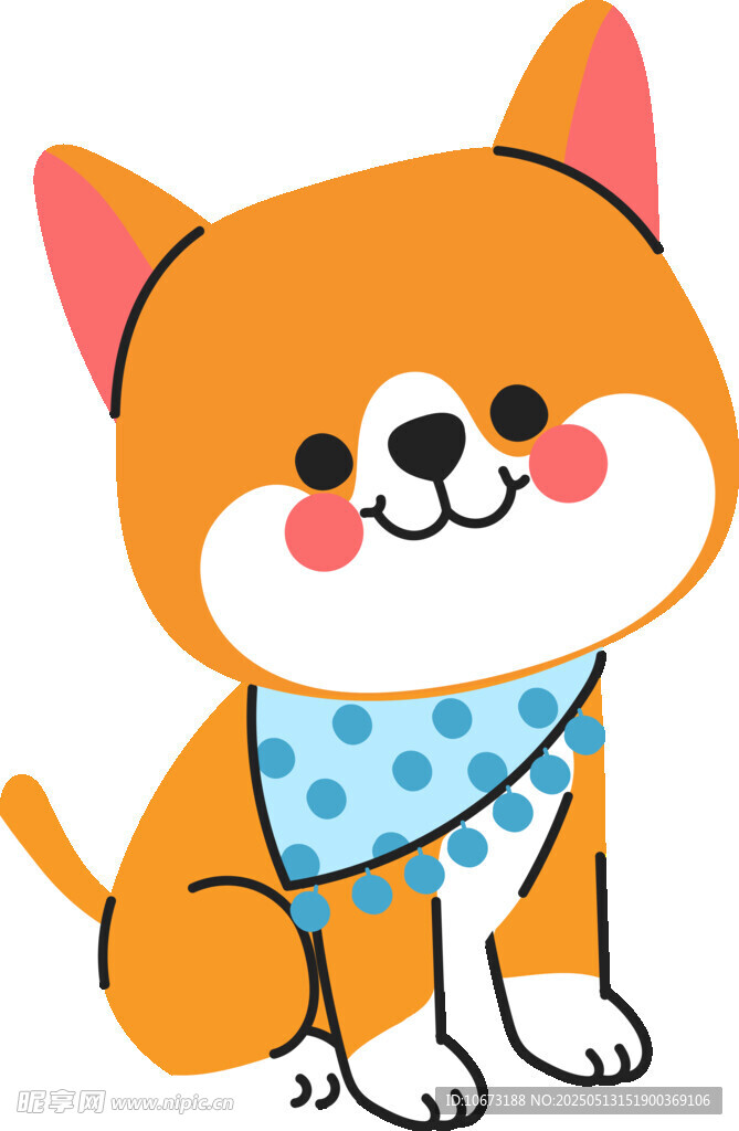 可愛柴犬戴藍花圍脖