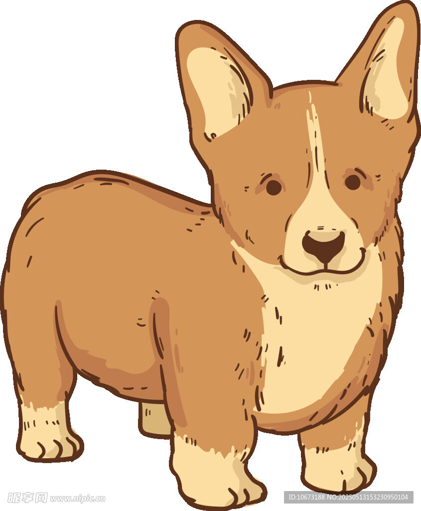 可愛站立小狗插畫
