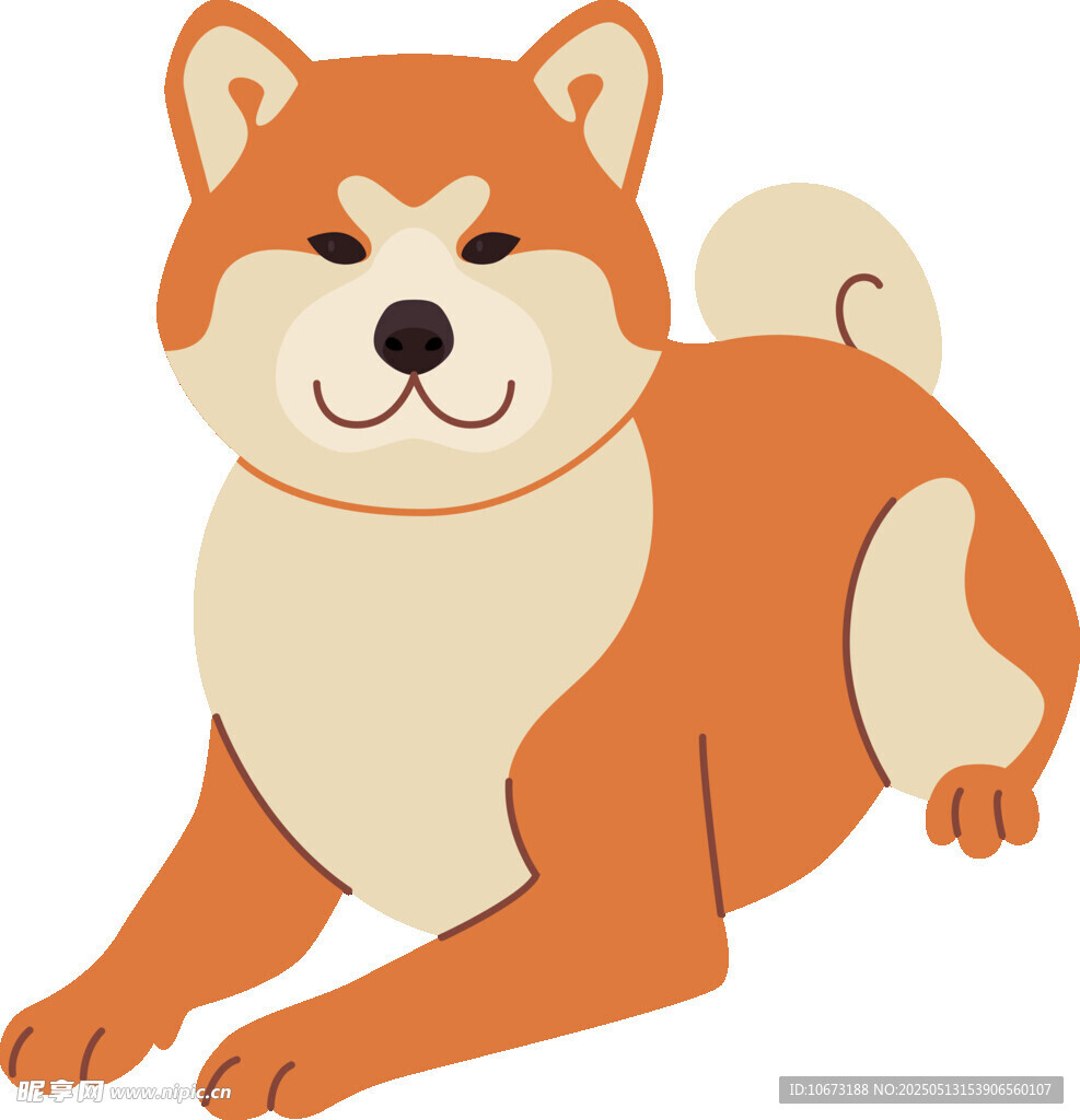 趴著的可愛柴犬插畫