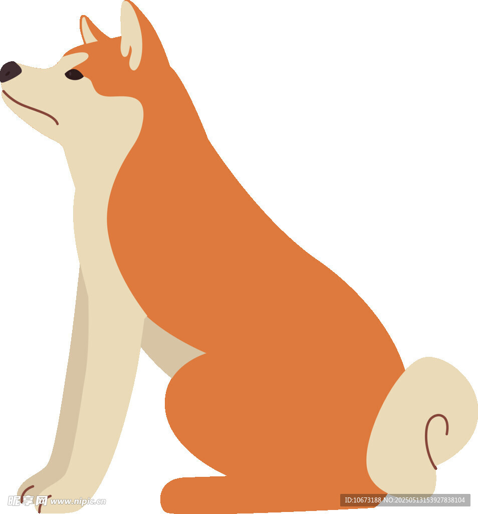 坐著的可愛柴犬插畫