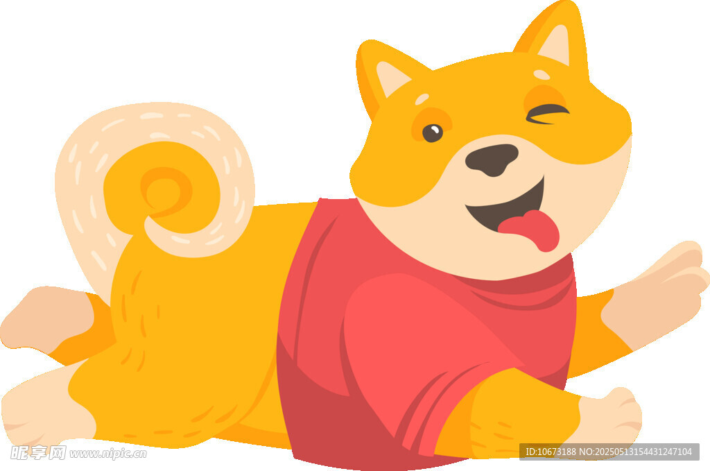 穿紅衣玩耍的可愛柴犬