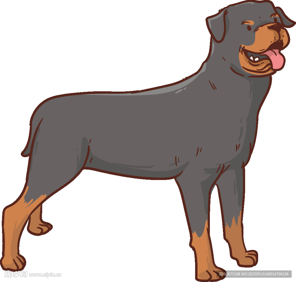 站立的羅威納犬卡通形象