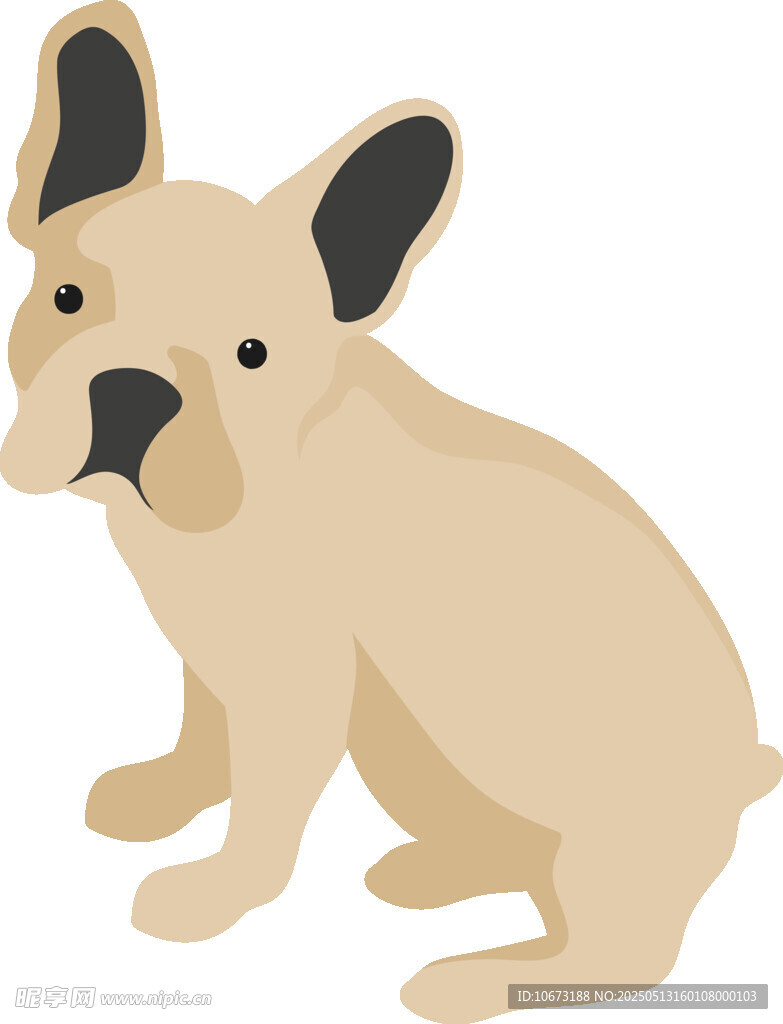 可愛坐著的法國斗牛犬