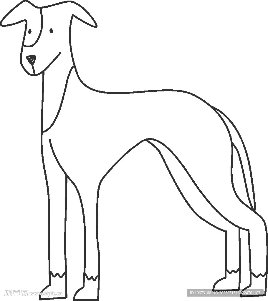 站立的簡約線條獵犬形象
