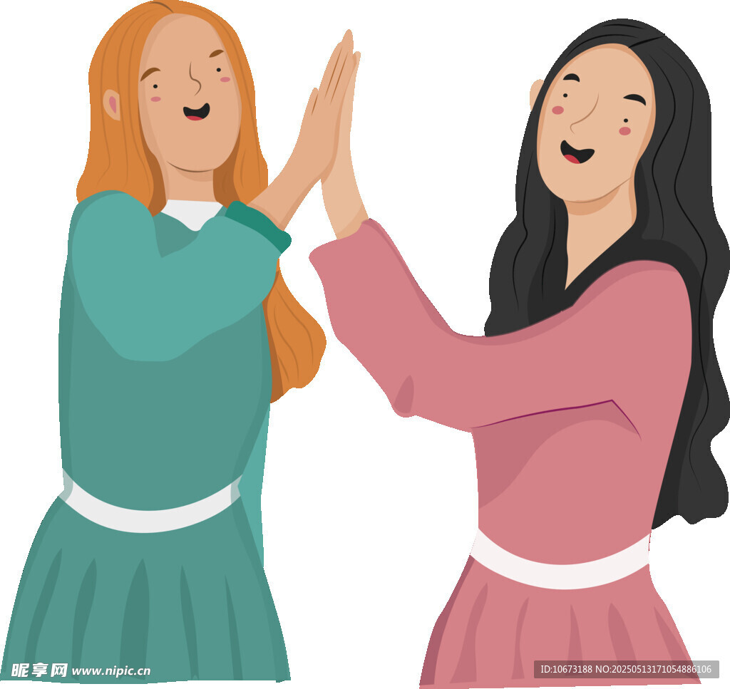 兩位女性歡快擊掌瞬間