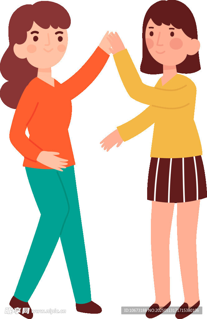 兩位女性擊掌慶祝