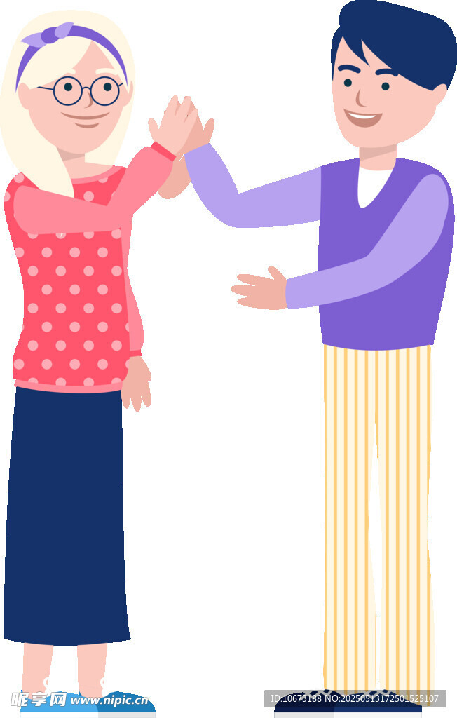 老人與年輕人擊掌互動
