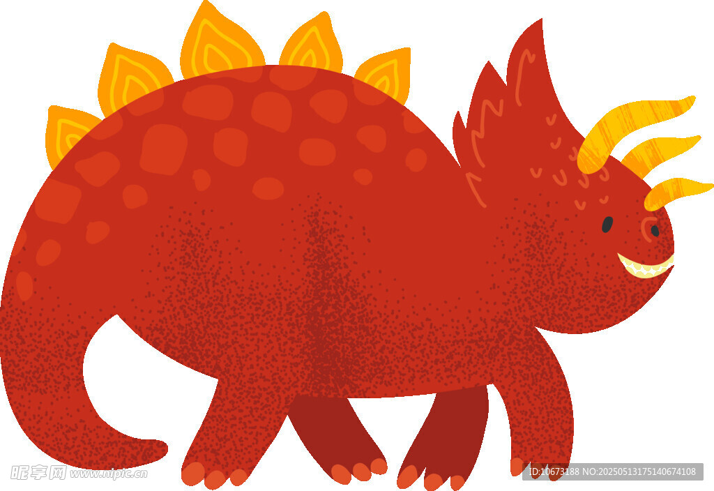 可愛(ài)紅色三角恐龍插畫(huà)