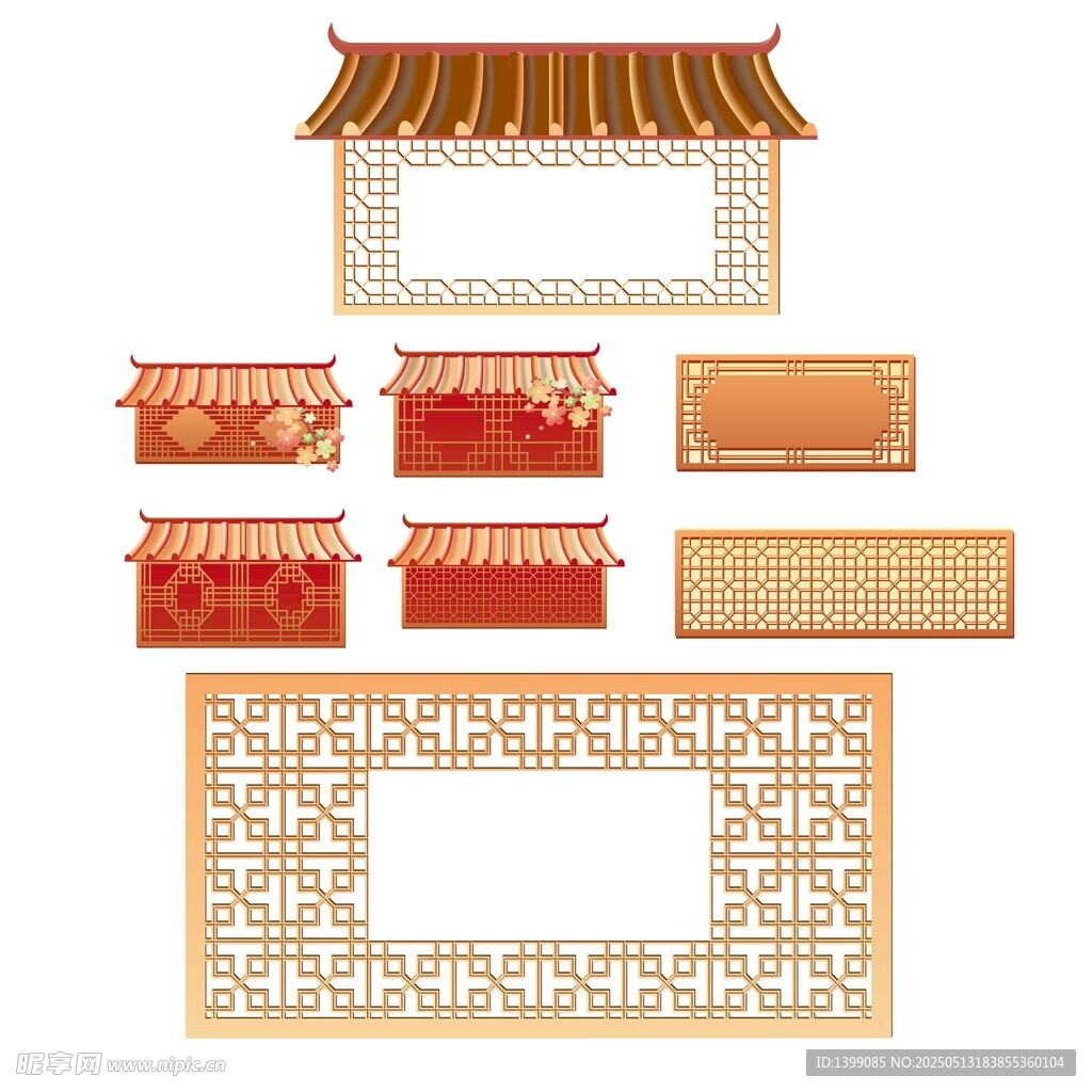 中式傳統(tǒng)門窗屋檐裝飾元素