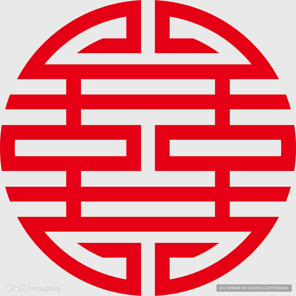 傳統中式紅色回紋圓形圖案
