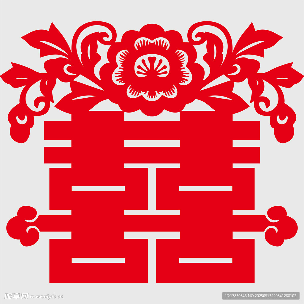 傳統中式雙喜剪紙圖案