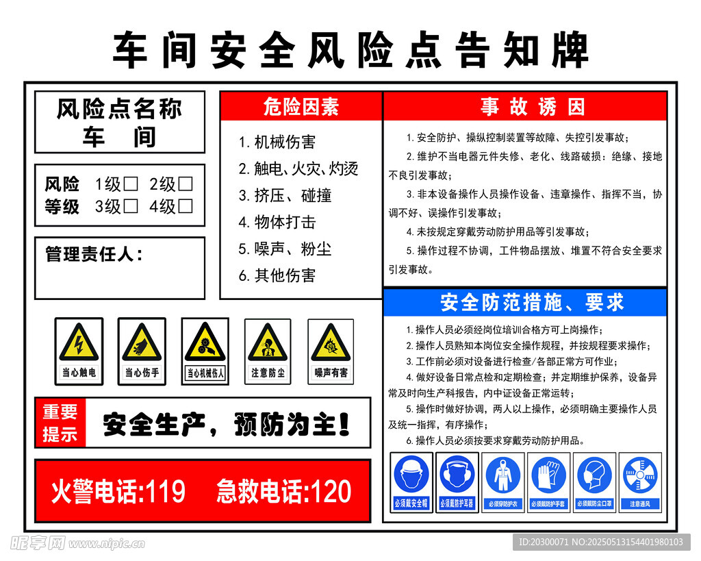 車間安全風險點告知牌
