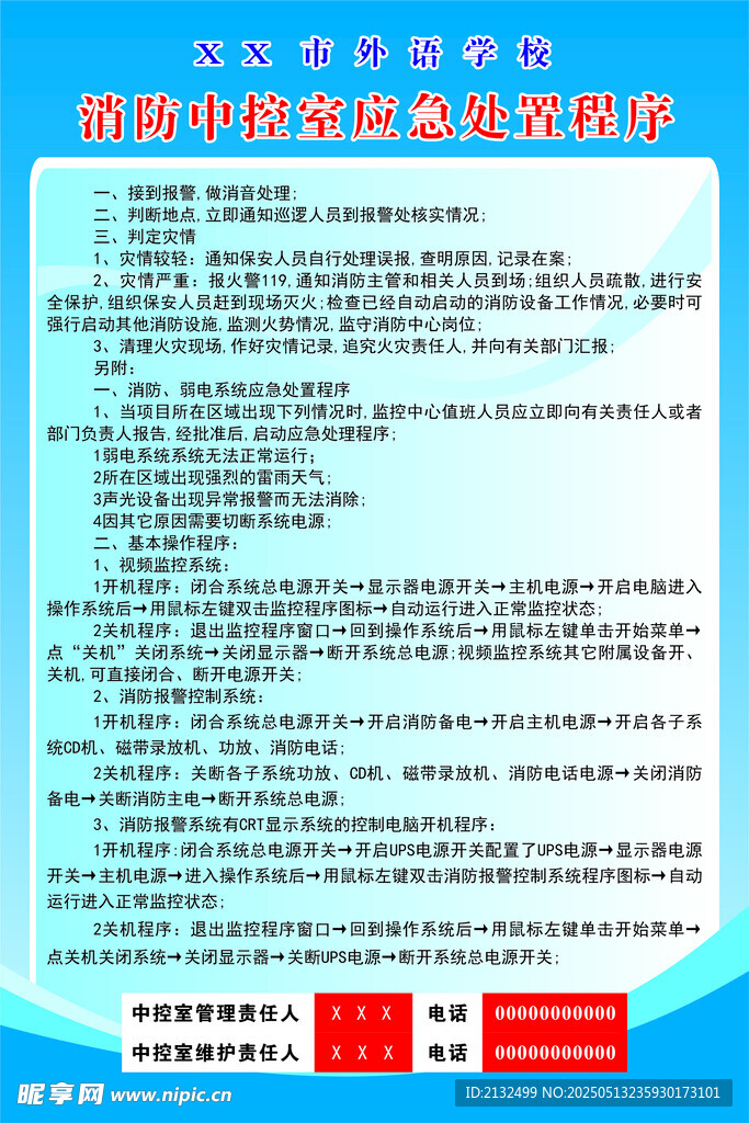 消防中控室應急處置程序