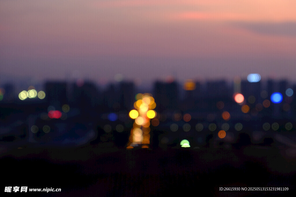 城市黃昏夜景燈光模糊美