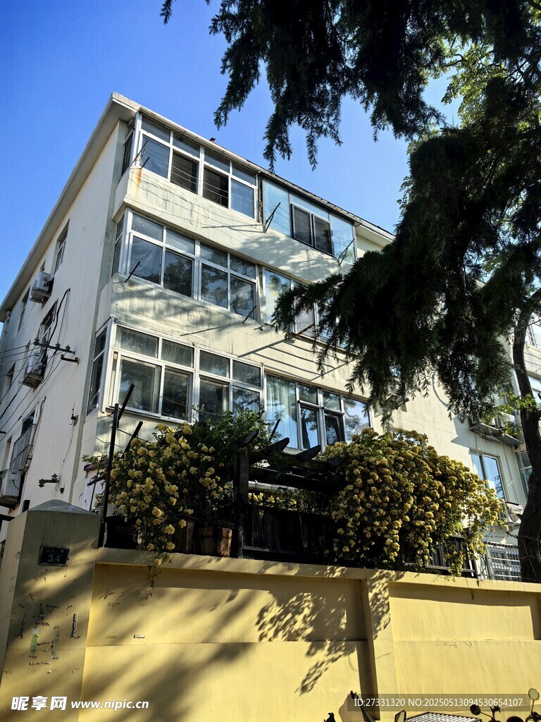 現代多層建筑與綠植景觀