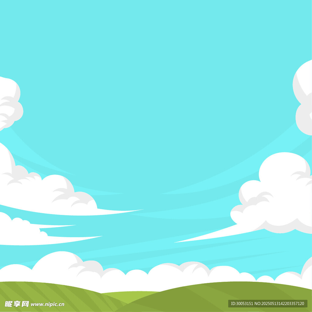 藍天白云下的綠色原野