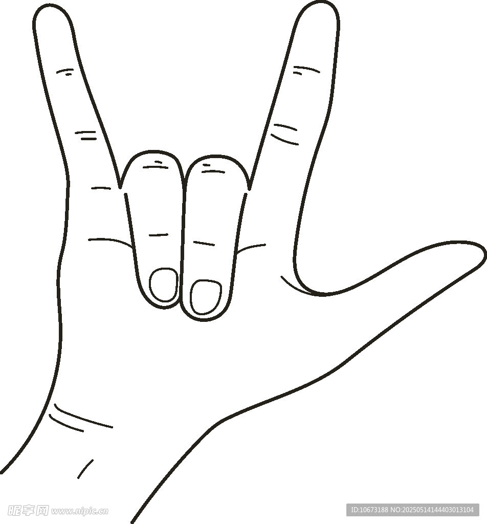 搖滾手勢(shì)簡(jiǎn)筆畫(huà)