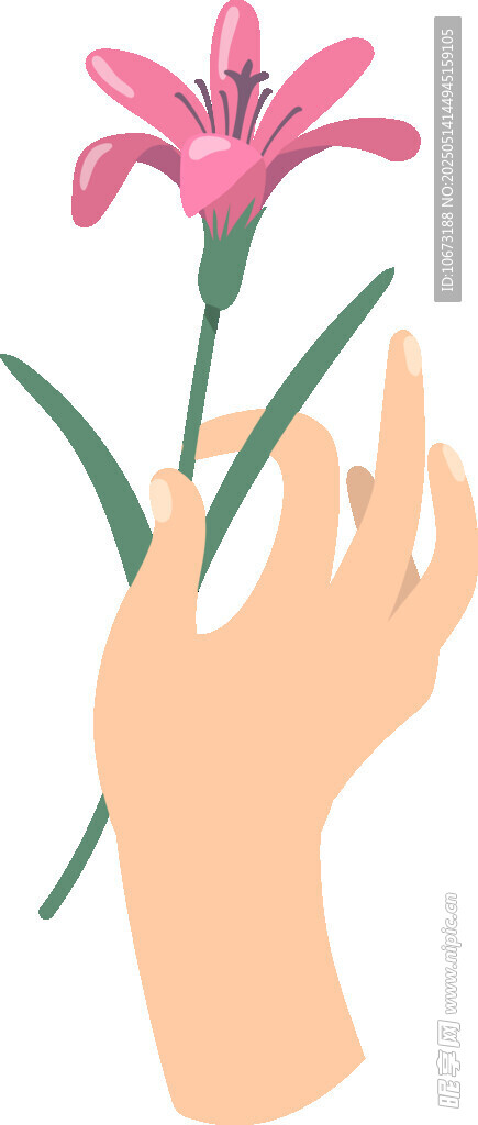 手捧嬌艷百合花