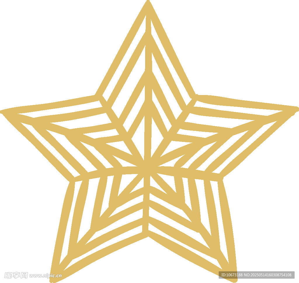 金色幾何線條五角星圖案