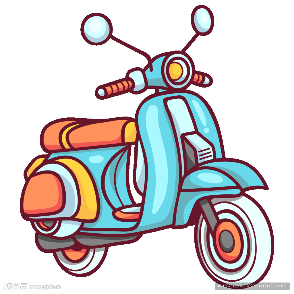 復古風藍色踏板摩托車插畫