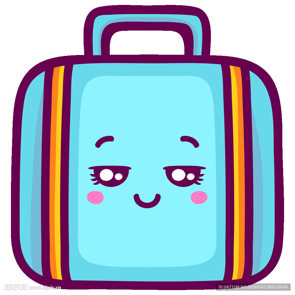 可愛笑臉行李箱插畫
