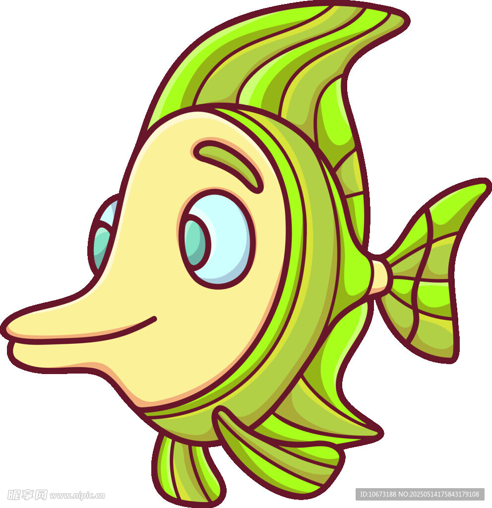 可愛綠色卡通小魚形象